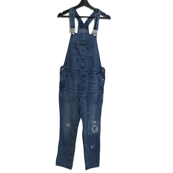 GAP Pants - GAP Crop Slouch Overalls Light Indigo Destroyed Patched Size Adult Small